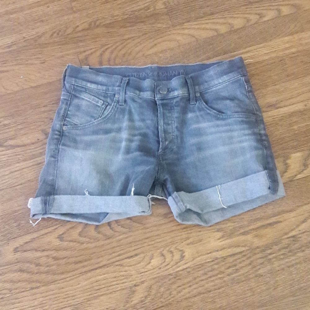 citizens of humanity denim shorts faded black